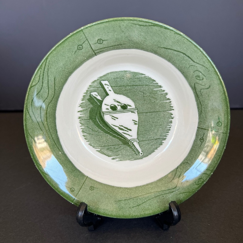 Royal China Inc Colonial Homestead Green Set of 3 Fruit Bowls 5.5" Vintage 1960s